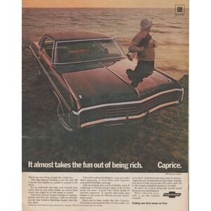 1969 Chevrolet Caprice Coupe Vintage Print Ad Coupe Luxury Garage Man Cave Decor